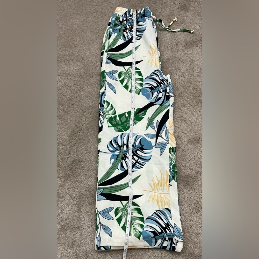 Alex & Parker Tropical Print Wide Leg Pants | Drawstring Waist | Size S - Picture 9 of 11